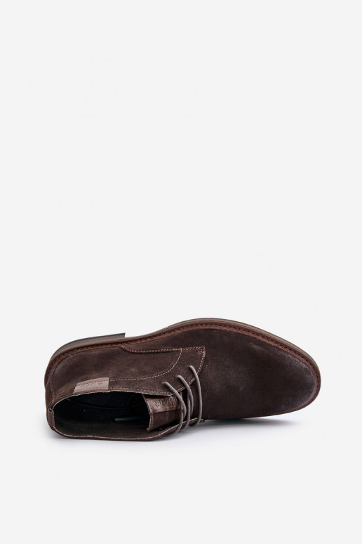 Zomšiniai batai  su raišteliais Big Star OO174145 tamsiai rudos spalvos Zomšiniai batai  su raišteliais Big Star OO174145 tamsiai rudos spalvos