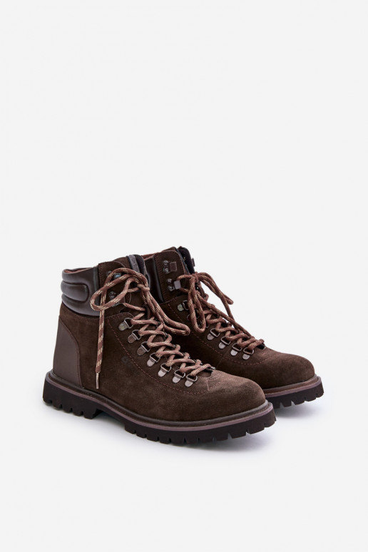 iš zomšos pašiltinti Aulinukai batai  Big Star OO174644 Hi-Poly System rudos spalvos