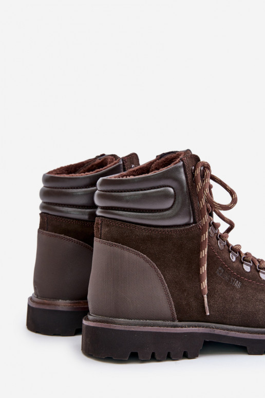 iš zomšos pašiltinti Aulinukai batai  Big Star OO174644 Hi-Poly System rudos spalvos