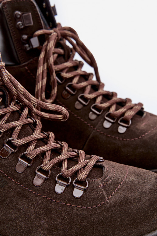 iš zomšos pašiltinti Aulinukai batai  Big Star OO174644 Hi-Poly System rudos spalvos