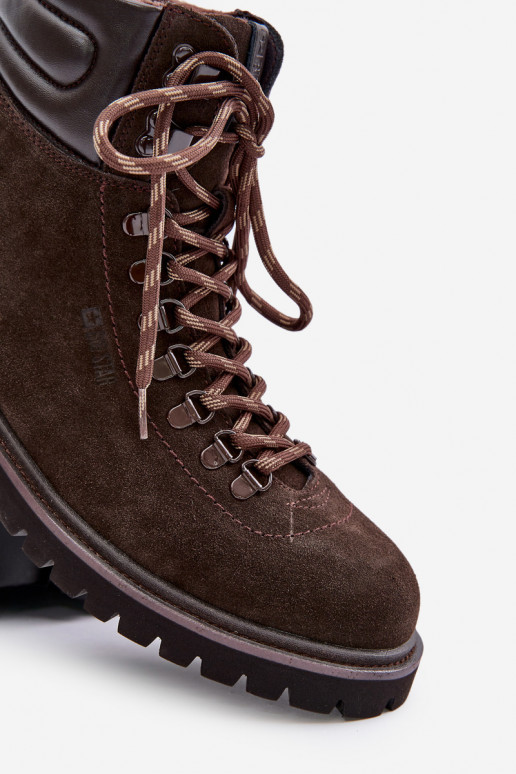 iš zomšos pašiltinti Aulinukai batai  Big Star OO174644 Hi-Poly System rudos spalvos