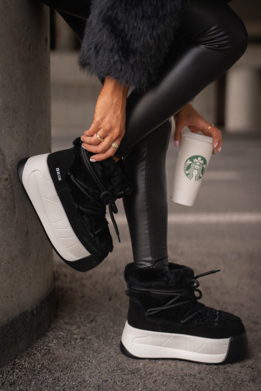   sniego batai  su masyviu padu su kailiuku Big Star OO274A206 Juodos spalvos