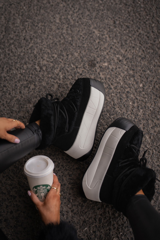   sniego batai  su masyviu padu su kailiuku Big Star OO274A206 Juodos spalvos