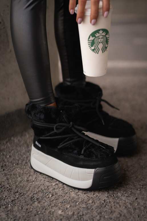   sniego batai  su masyviu padu su kailiuku Big Star OO274A206 Juodos spalvos