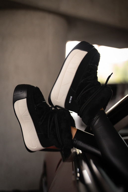   sniego batai  su masyviu padu su kailiuku Big Star OO274A206 Juodos spalvos