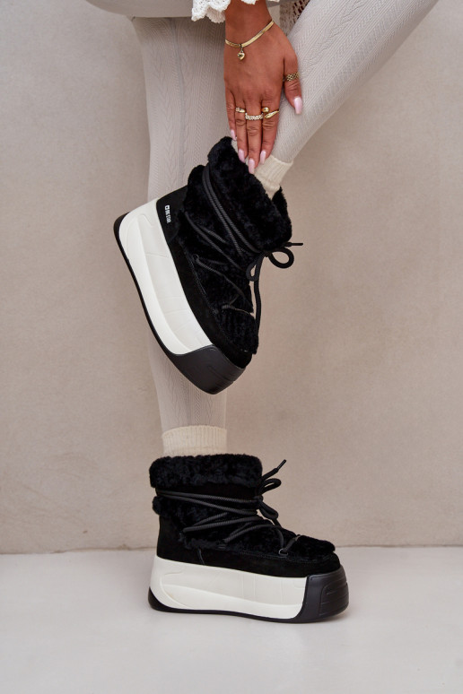   sniego batai  su masyviu padu su kailiuku Big Star OO274A206 Juodos spalvos