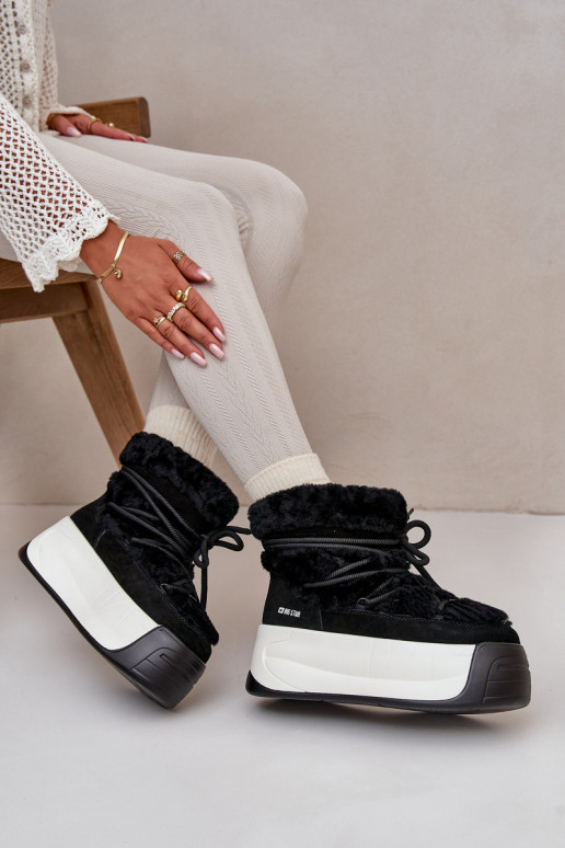   sniego batai  su masyviu padu su kailiuku Big Star OO274A206 Juodos spalvos