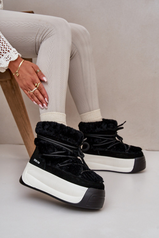   sniego batai  su masyviu padu su kailiuku Big Star OO274A206 Juodos spalvos