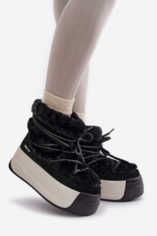   sniego batai  su masyviu padu su kailiuku Big Star OO274A206 Juodos spalvos