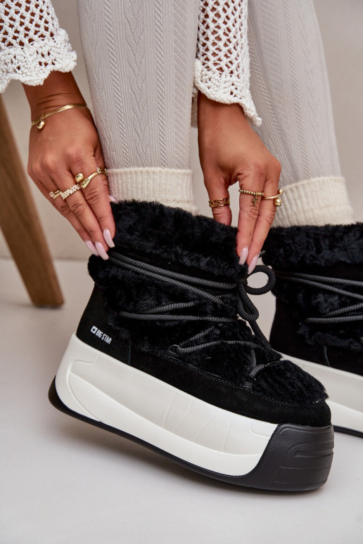   sniego batai  su masyviu padu su kailiuku Big Star OO274A206 Juodos spalvos