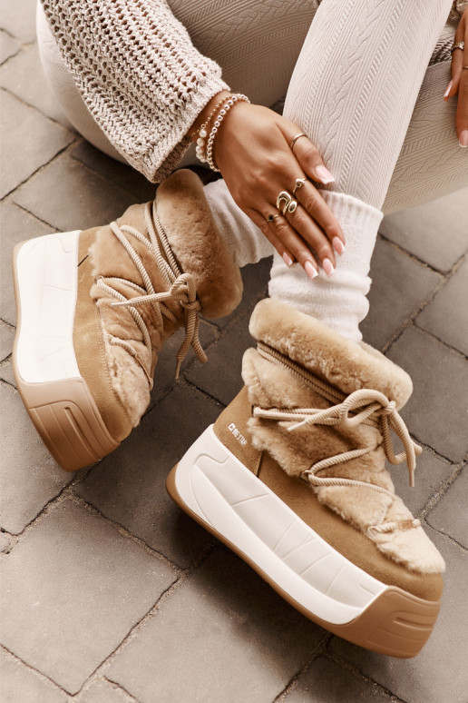   sniego batai  su masyviu padu su kailiuku Big Star OO274A207 rudos spalvos