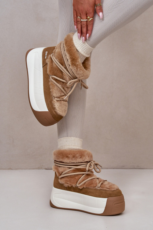   sniego batai  su masyviu padu su kailiuku Big Star OO274A207 rudos spalvos