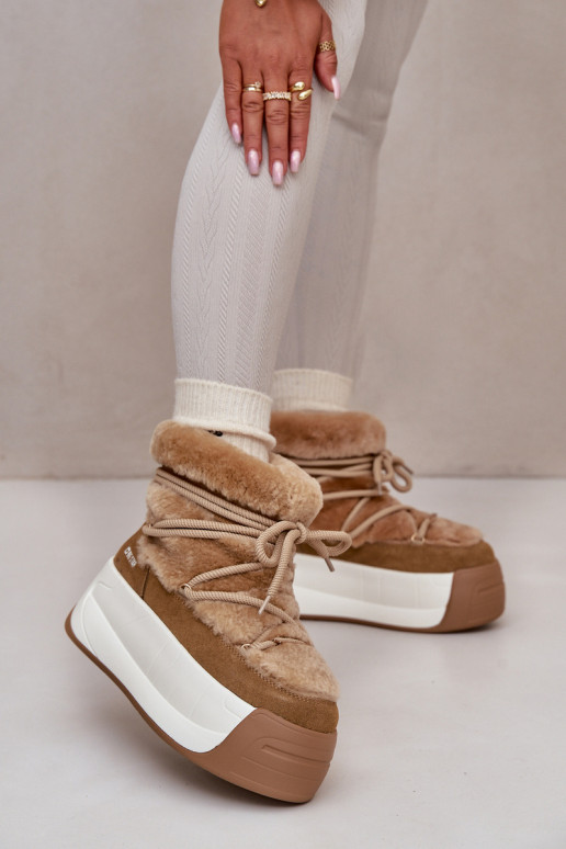   sniego batai  su masyviu padu su kailiuku Big Star OO274A207 rudos spalvos