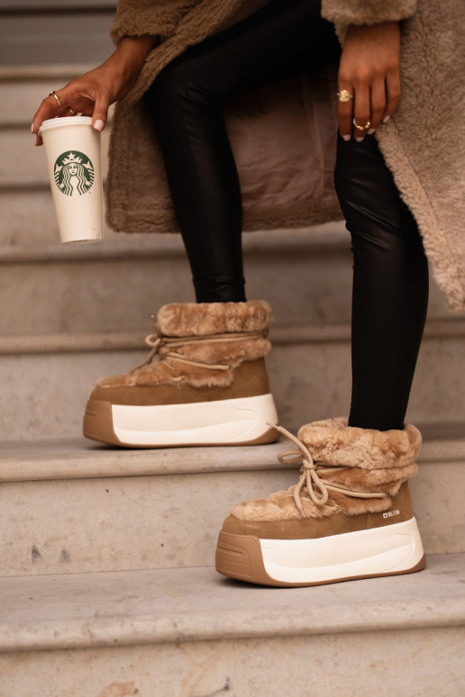   sniego batai  su masyviu padu su kailiuku Big Star OO274A207 rudos spalvos