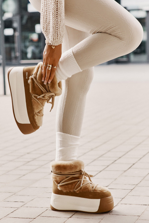   sniego batai  su masyviu padu su kailiuku Big Star OO274A207 rudos spalvos