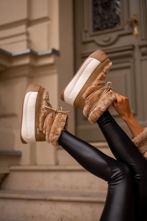   sniego batai  su masyviu padu su kailiuku Big Star OO274A207 rudos spalvos