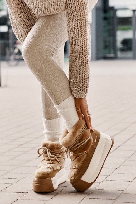   sniego batai  su masyviu padu su kailiuku Big Star OO274A207 rudos spalvos