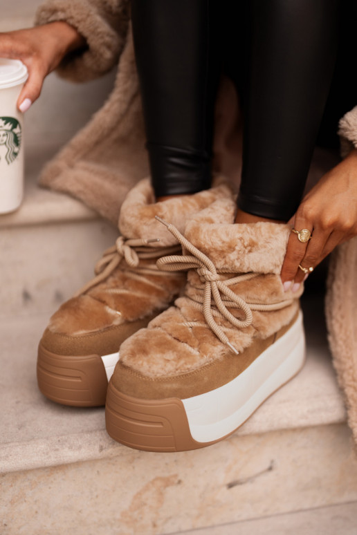   sniego batai  su masyviu padu su kailiuku Big Star OO274A207 rudos spalvos