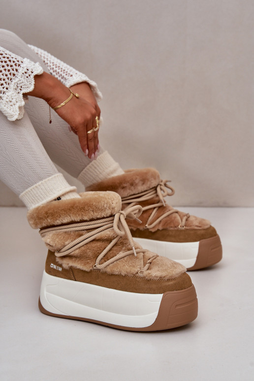   sniego batai  su masyviu padu su kailiuku Big Star OO274A207 rudos spalvos