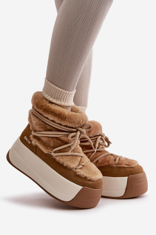   sniego batai  su masyviu padu su kailiuku Big Star OO274A207 rudos spalvos