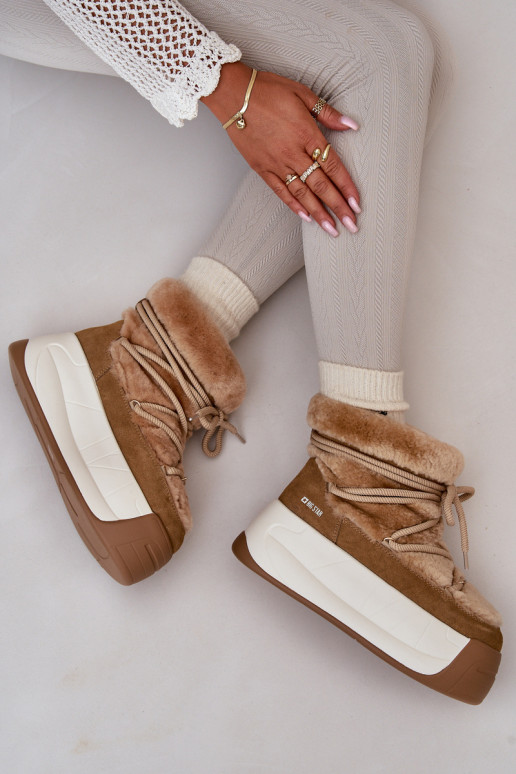   sniego batai  su masyviu padu su kailiuku Big Star OO274A207 rudos spalvos