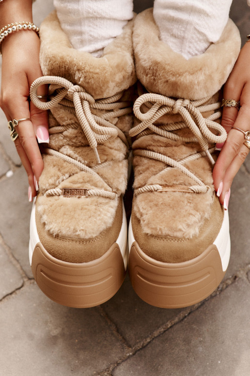   sniego batai  su masyviu padu su kailiuku Big Star OO274A207 rudos spalvos