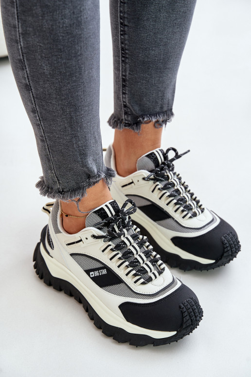    modelio batai  su platforma Big Star OO274A220 HI-POLY SYSTEM Baltos-Juodos spalvos