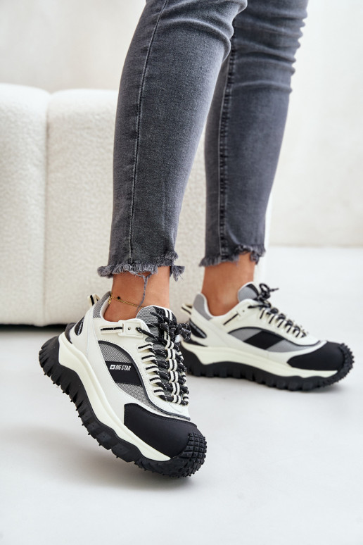    modelio batai  su platforma Big Star OO274A220 HI-POLY SYSTEM Baltos-Juodos spalvos