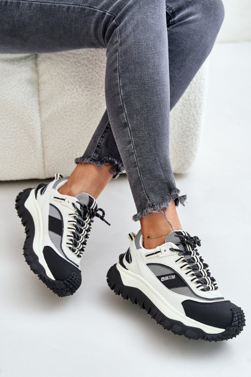    modelio batai  su platforma Big Star OO274A220 HI-POLY SYSTEM Baltos-Juodos spalvos