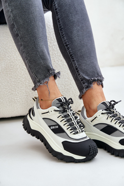    modelio batai  su platforma Big Star OO274A220 HI-POLY SYSTEM Baltos-Juodos spalvos