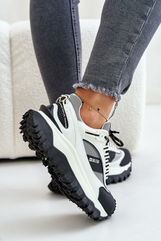    modelio batai  su platforma Big Star OO274A220 HI-POLY SYSTEM Baltos-Juodos spalvos