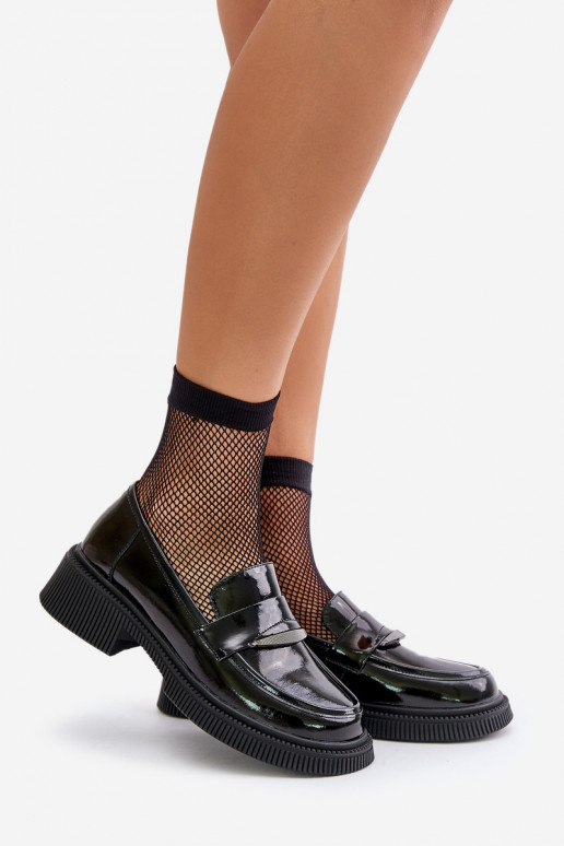 Lakuoti mokasinai Mokasinai  su ornamentais D&A LZ42-031 Juodos spalvos