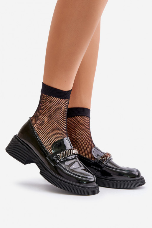  Lakuoti mokasinai Mokasinai su ornamentais D&A LZ42-030 Juodos spalvos