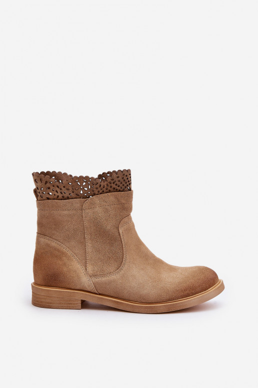 žemakulniai batai moterims su plačiais kulniukais iš zomšos  3624 smėlio spalvos