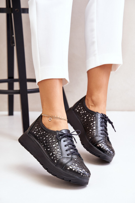 Zazoo 2973   batai su platforma su ažūro elementais Juodos spalvos