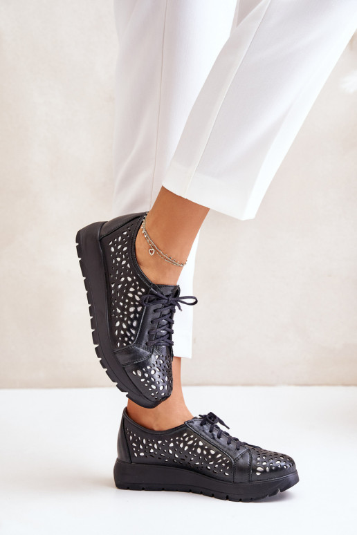 Zazoo 2973   batai su platforma su ažūro elementais Juodos spalvos