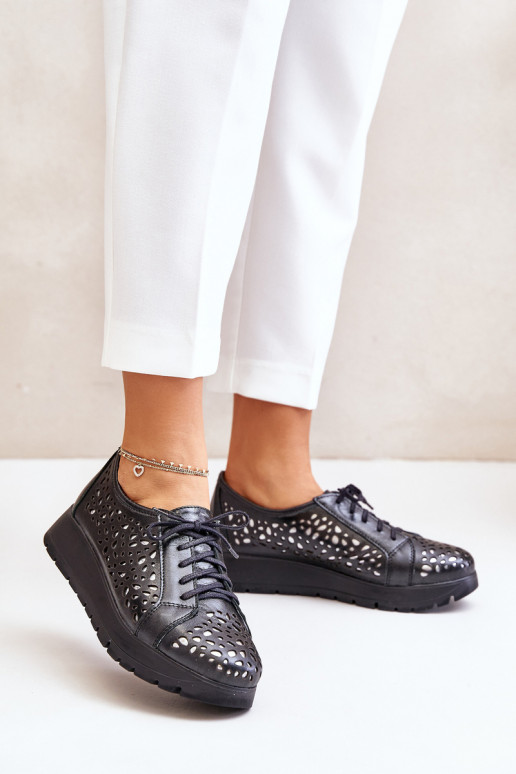 Zazoo 2973   batai su platforma su ažūro elementais Juodos spalvos