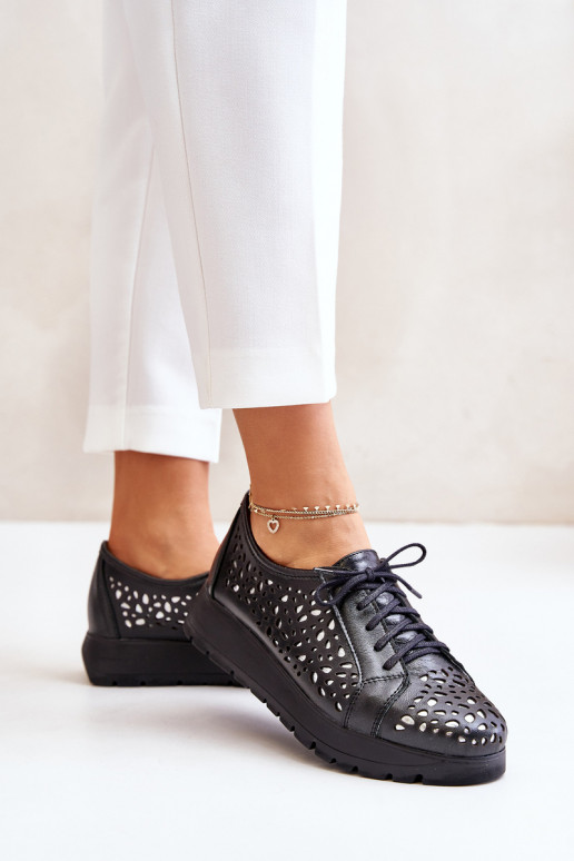 Zazoo 2973   batai su platforma su ažūro elementais Juodos spalvos
