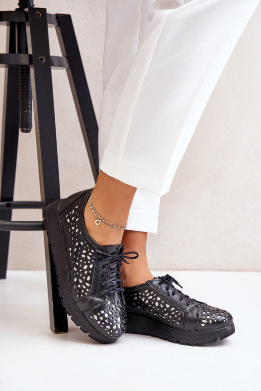 Zazoo 2973   batai su platforma su ažūro elementais Juodos spalvos