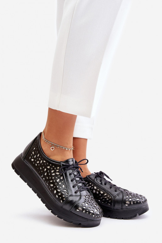Zazoo 2973   batai su platforma su ažūro elementais Juodos spalvos