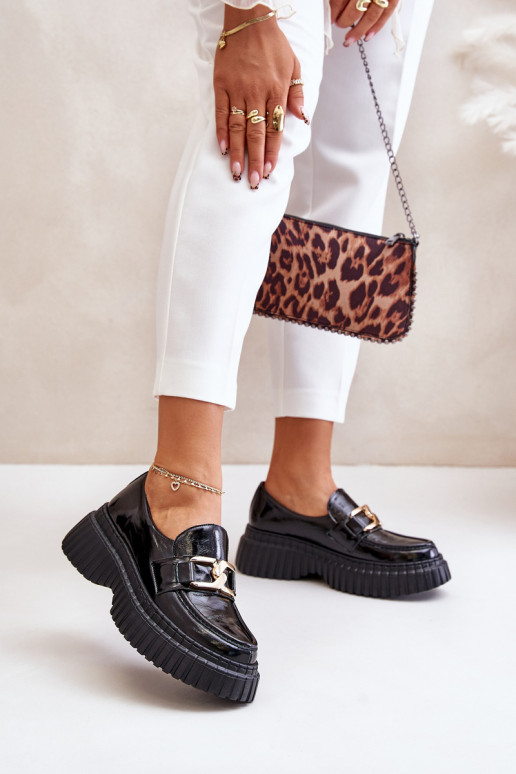 Zazoo 20176 su lako efektu batai moteriški mokasinai  Juodos spalvos