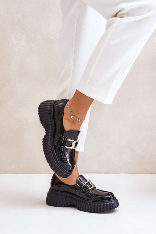 Zazoo 20176 su lako efektu batai moteriški mokasinai  Juodos spalvos