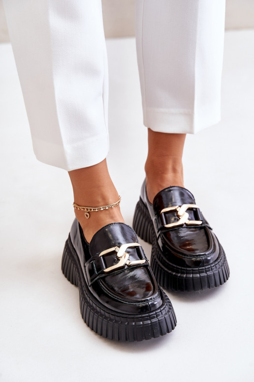 Zazoo 20176 su lako efektu batai moteriški mokasinai  Juodos spalvos