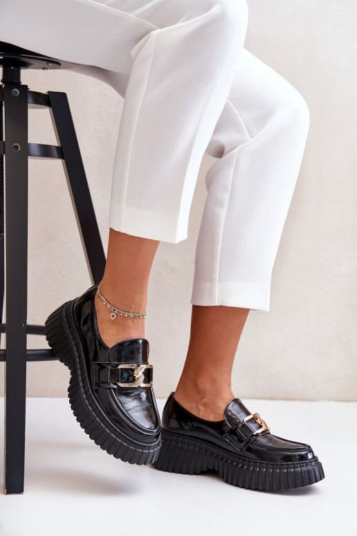 Zazoo 20176 su lako efektu batai moteriški mokasinai  Juodos spalvos