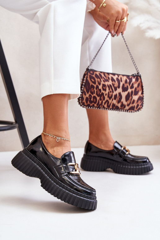 Zazoo 20176 su lako efektu batai moteriški mokasinai  Juodos spalvos