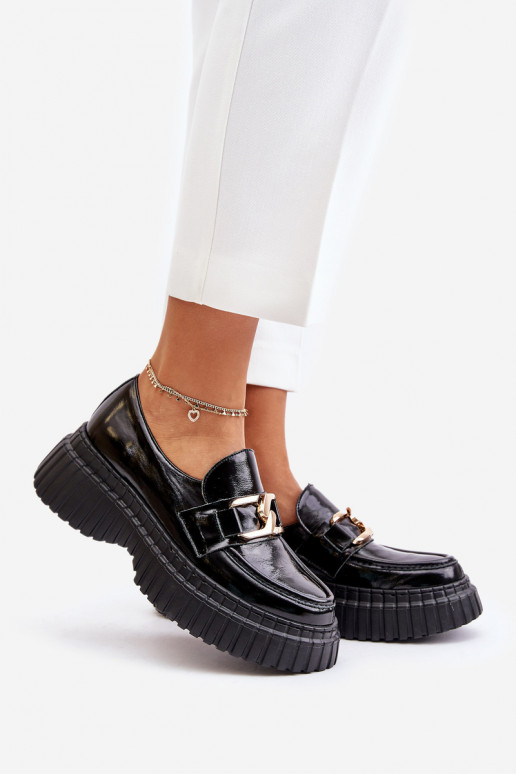 Zazoo 20176 su lako efektu batai moteriški mokasinai  Juodos spalvos