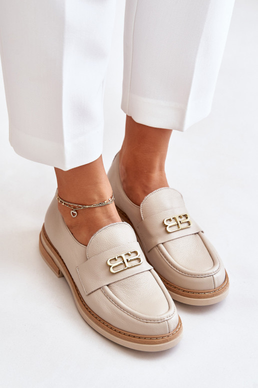 Zazoo 20174   Elegantiško stiliaus batai  su plačiais kulniukais smėlio spalvos