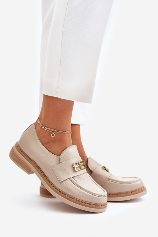 Zazoo 20174   Elegantiško stiliaus batai  su plačiais kulniukais smėlio spalvos