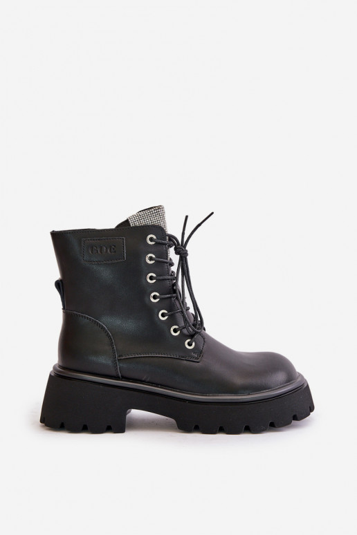 pašiltinti Aulinukai auliniai batai  su tviskančiomis akutėmis GOE OO2N4125 Juodos spalvos