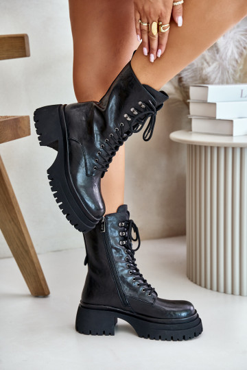 Aulinukai auliniai batai  pašiltinti GOE OO2N4121 Juodos spalvos